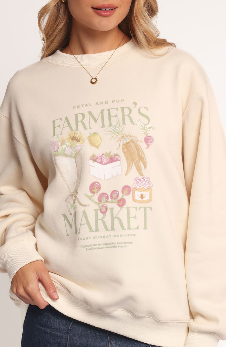 Petal & Pup Farmer's Market Graphic Sweatshirt, Alternate, color, Cream