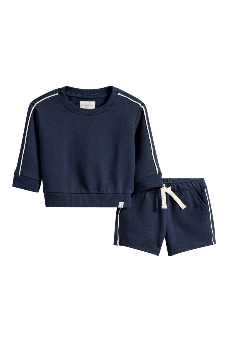 Organic Cotton French Terry Knit Top & Shorts Set, Main, color, BLUE
