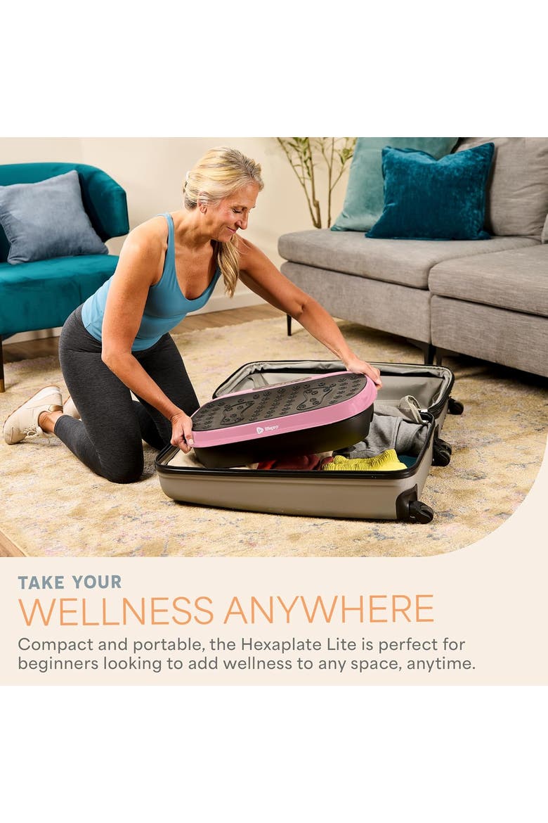 HexaPlate Lite Vibration Plate Exercise Machine Full Body Recovery and Muscle Toning, Alternate, color, Pink