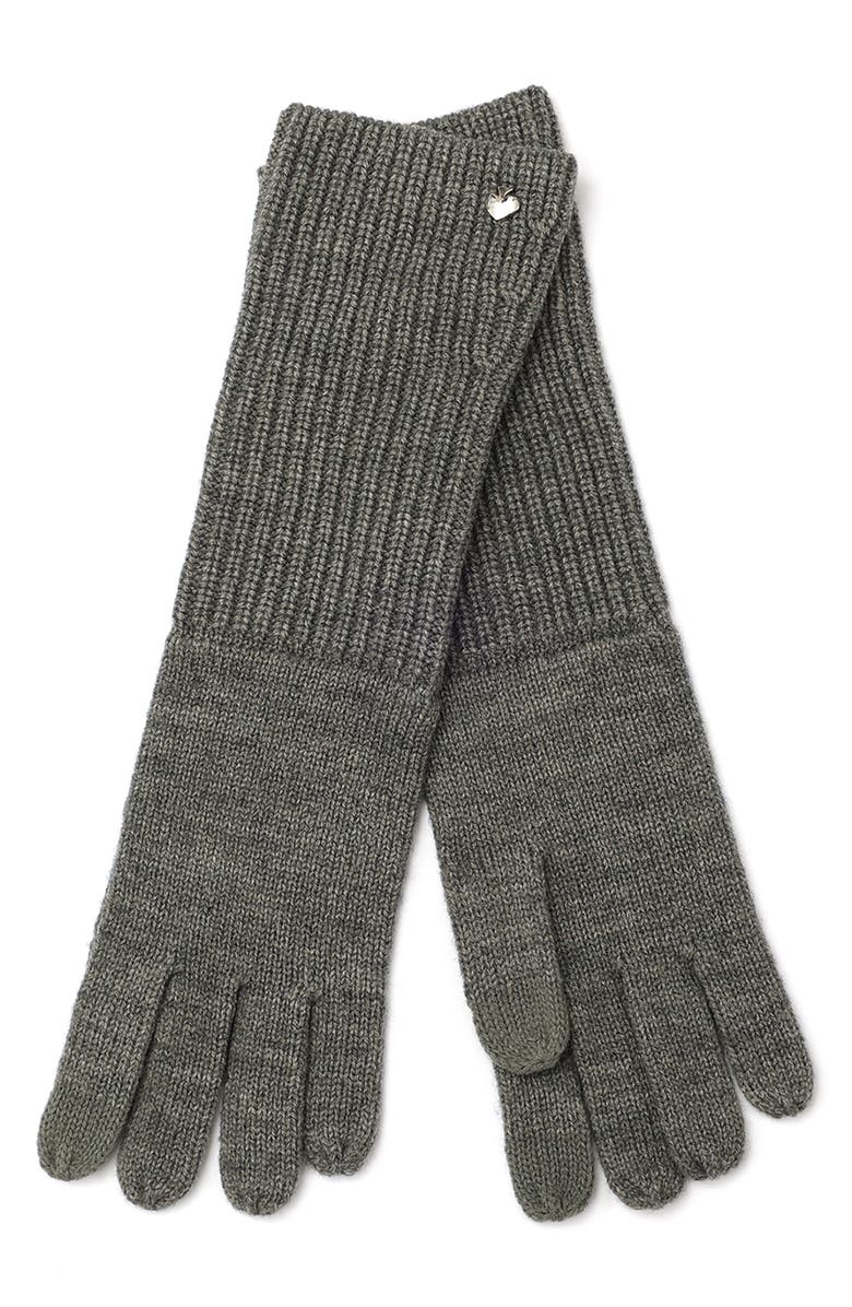 Kate Spade New York spade knit long gloves, Main, color, Cinder Grey