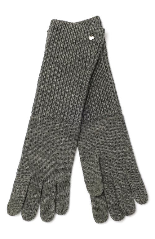 Kate Spade New York Spade Knit Long Gloves In Gray