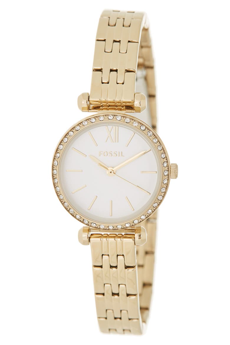 Women's Tillie Mini 3-Hand Crystal Bezel Bracelet Watch, 26mm, Main, color, GOLD