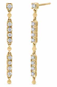 18k Gold Florentine Diamond Linear Drop Earrings