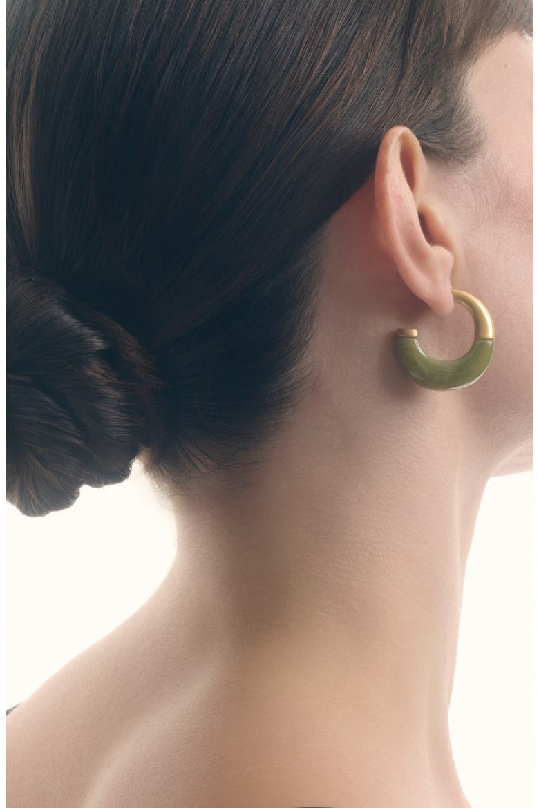 Samira Scoop Hoop Earrings, Alternate, color, GOLD TONE / OLIVE