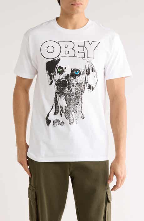 Obey Logo Dalmatian Graphic T-Shirt