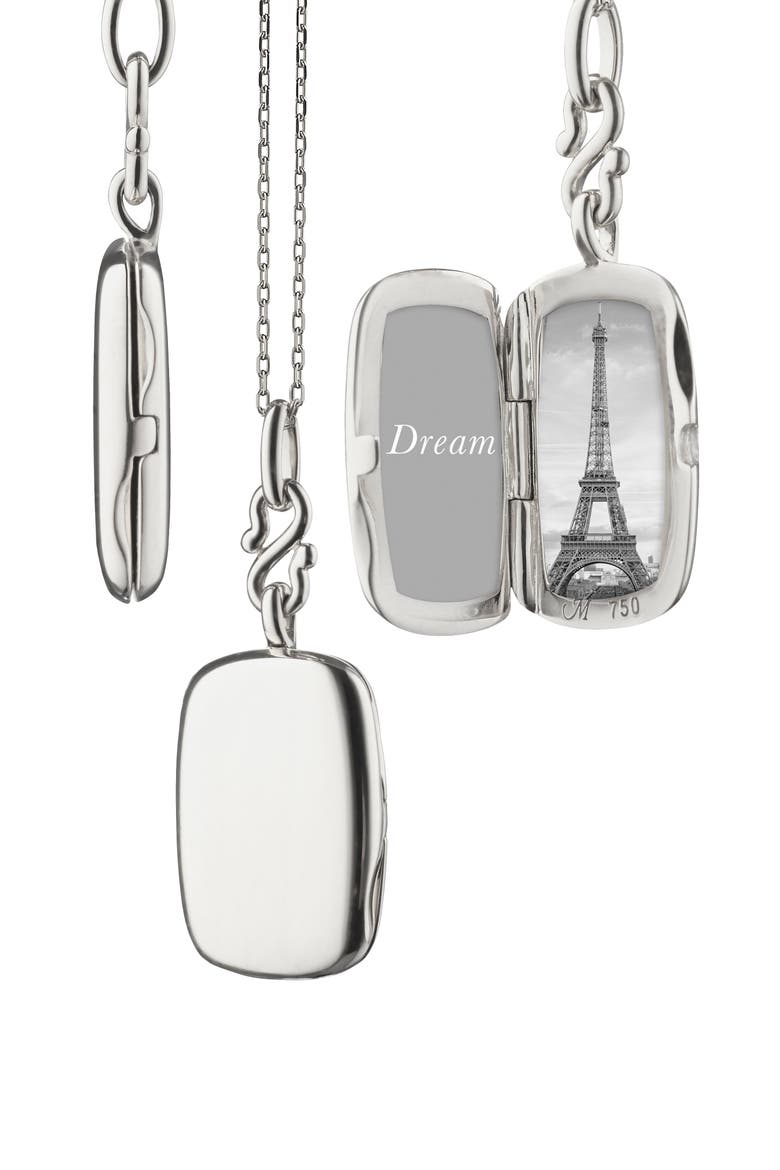 Britt Rectangle Locket Necklace, Alternate, color, STERLING SILVER