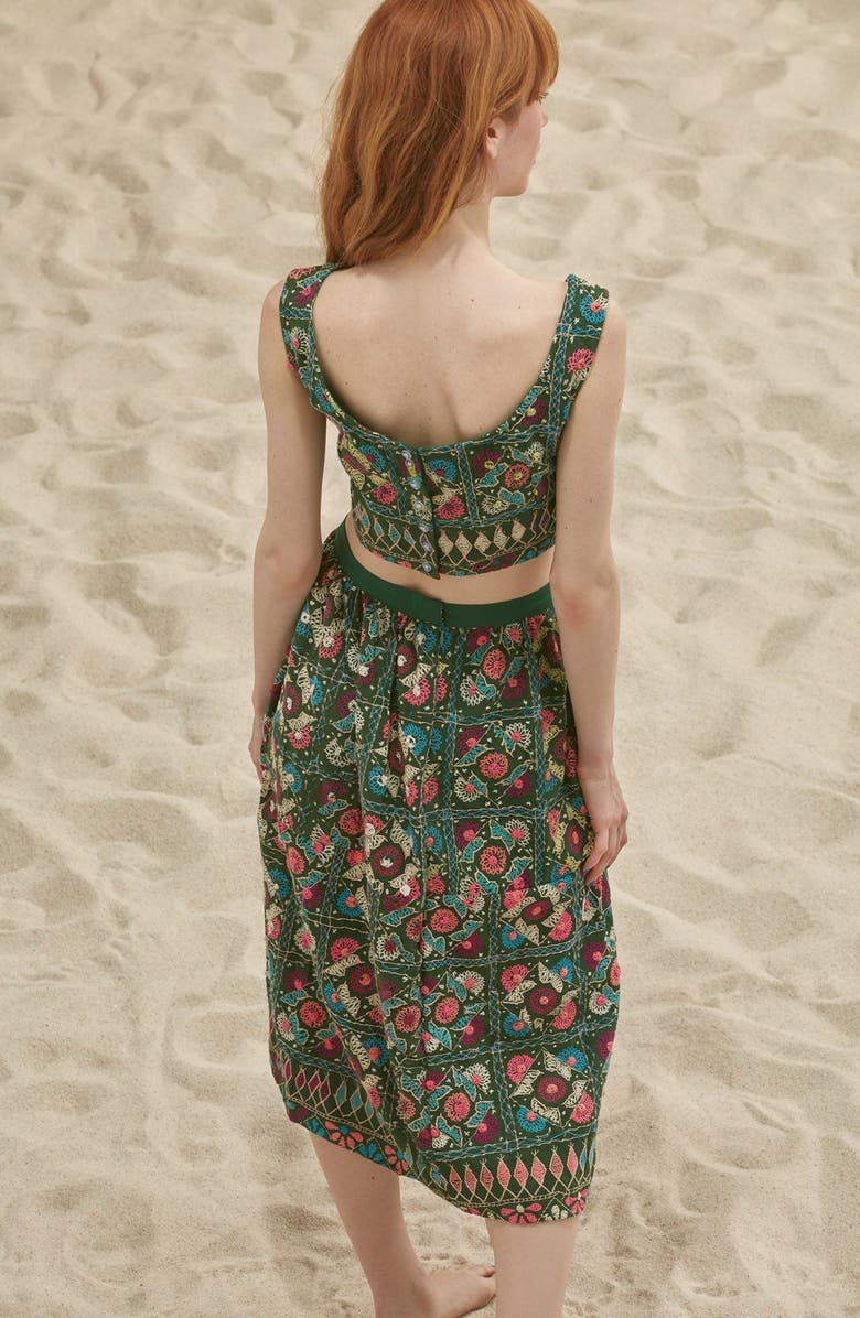 All Things Mochi Jaipur Print Crop Top & Midi Skirt Set, Alternate, color, 