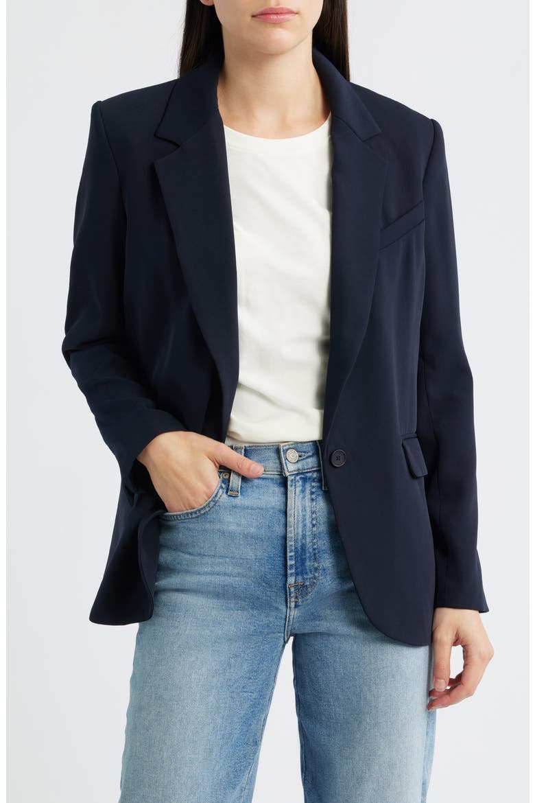 One-Button Blazer, Main, color, DARK NAVY