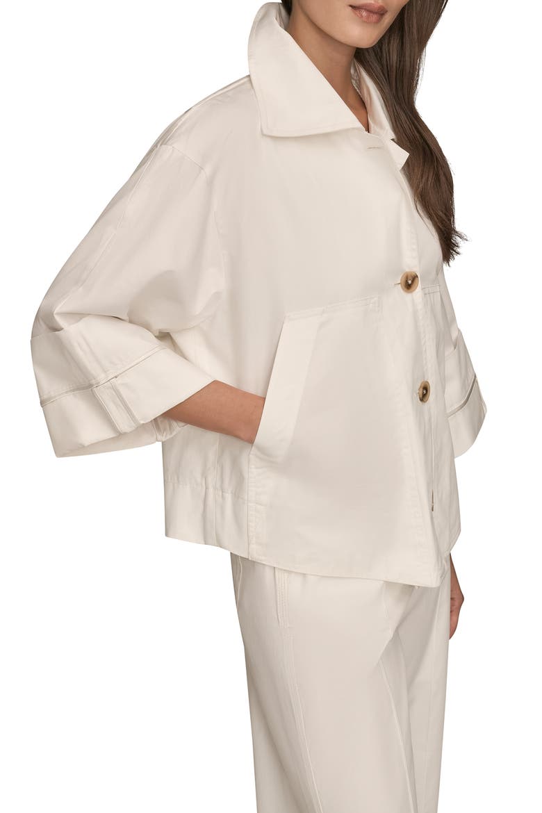 Button Front Cotton Twill Jacket, Alternate, color, CREAM