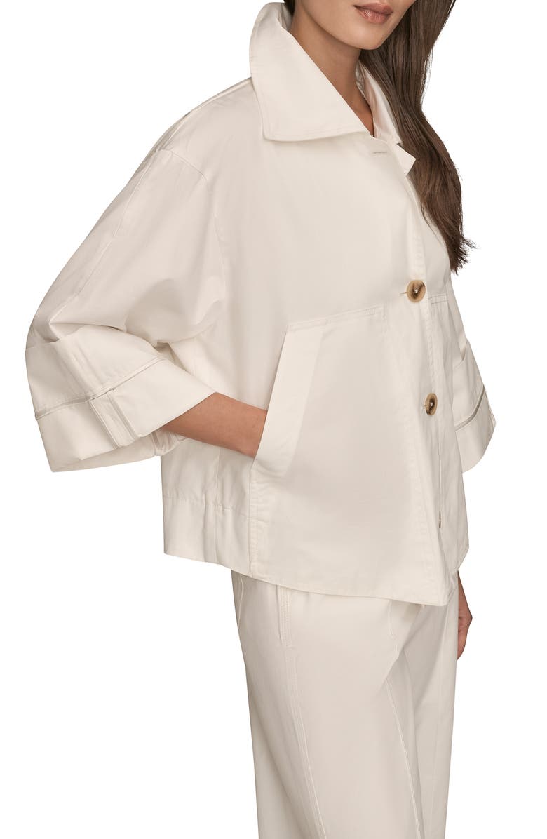 Donna Karan New York Button Front Cotton Twill Jacket, Alternate, color, Cream