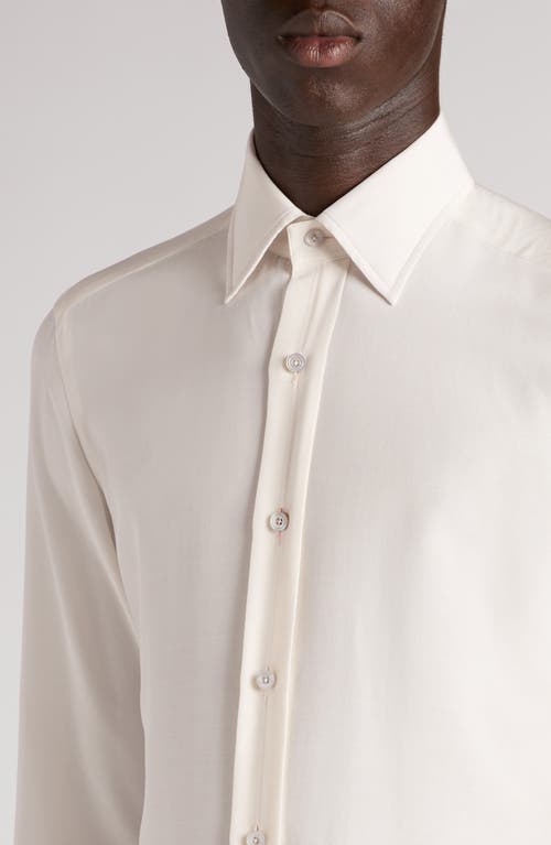 Tom Ford Slim Fit Washed Silk Poplin Button-up Shirt In Aw003 Chalk