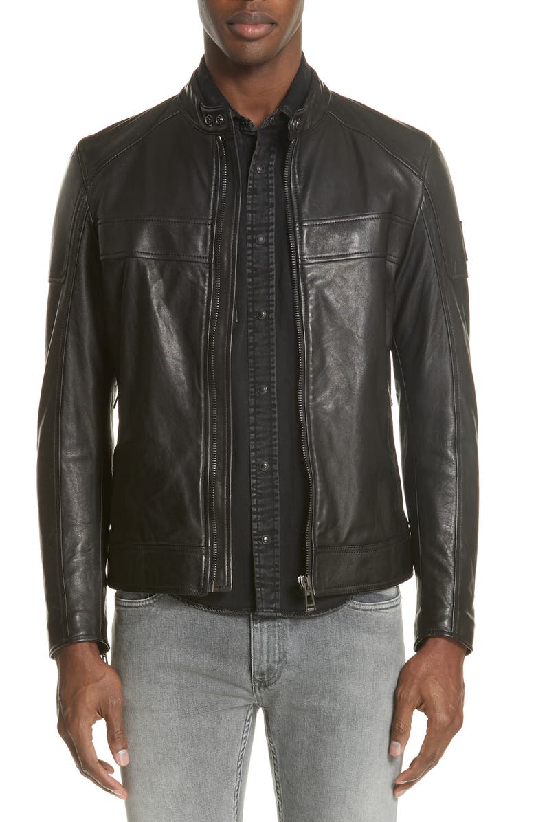 Belstaff A Racer Leather Moto Jacket, Main, color, 