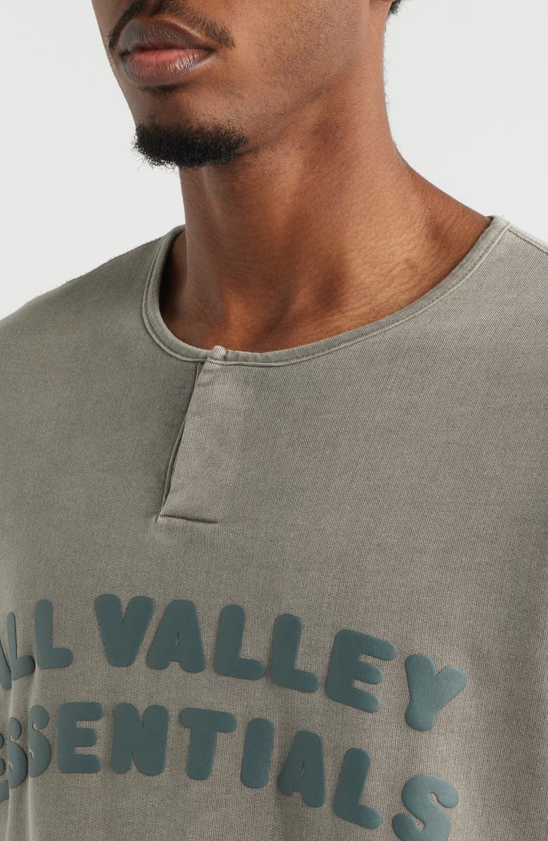 Fear of God Essentials Graphic Henley Sweatshirt, Alternate, color, Washed Seal