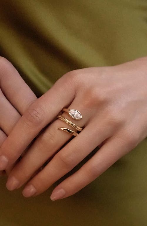 Ettika Marquise Cubic Zirconia Coiled Snake Ring In 18k Gold Plated In Gold