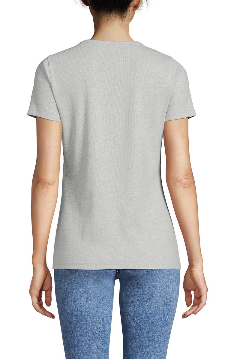 Lands' End Cotton Rib T-shirt, Alternate, color, Soft Light Gray Heather