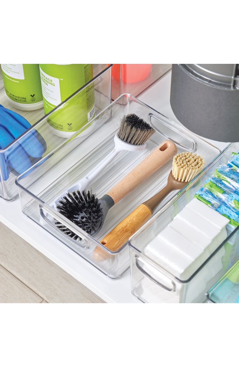 Linus Plastic Stackable Pantry Bin with Handles, Set of 4, Clear, Made in USA, Alternate, color, Clear