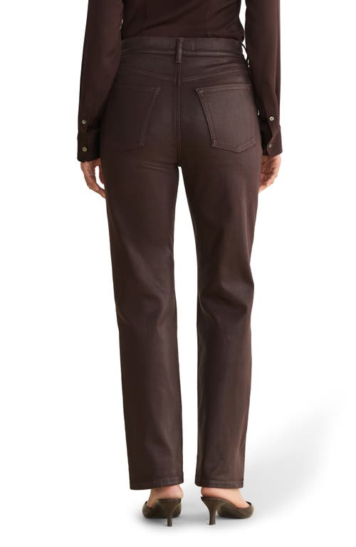 Warp & Weft Warp+weft Ase Coated High Waist Straight Leg Jeans In Brown