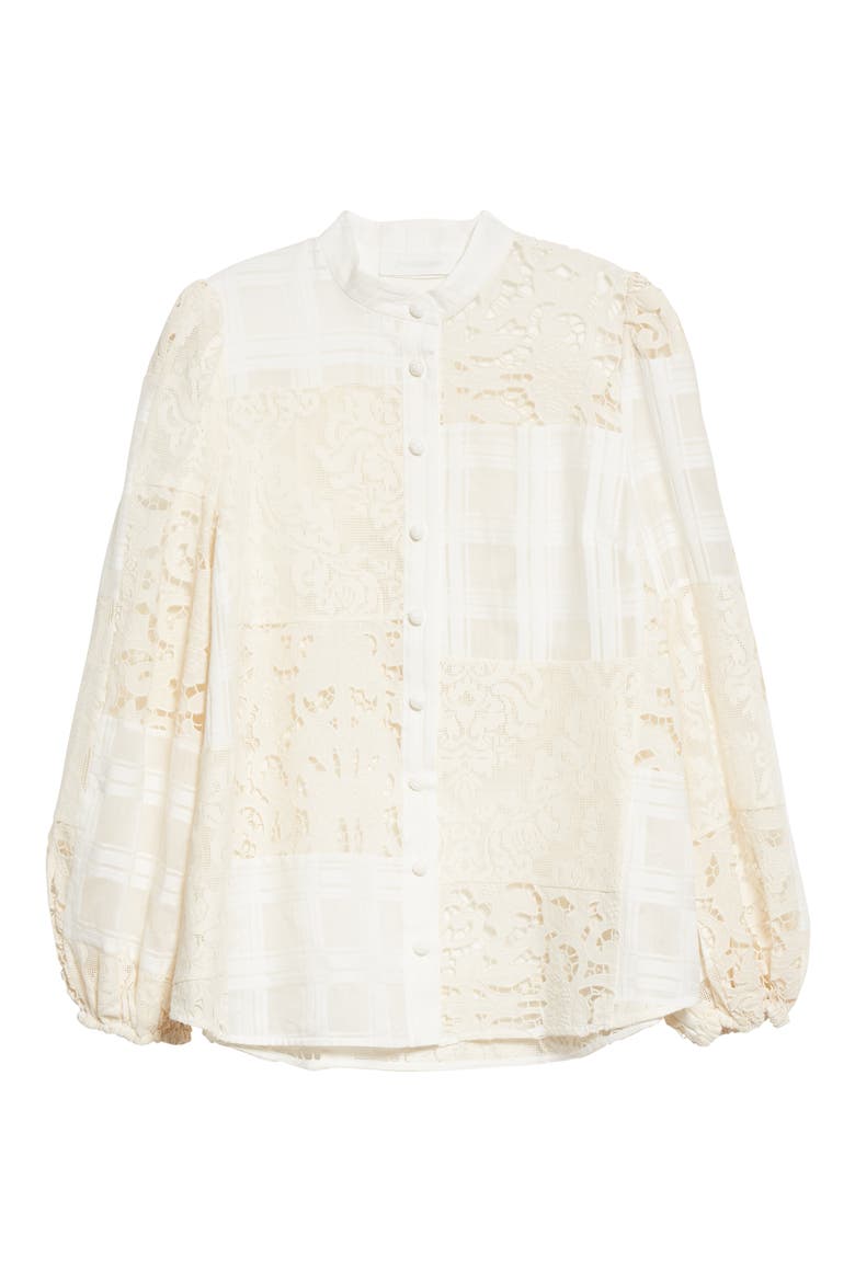 Andie Patchwork Cotton Blend Blouse, Alternate, color, PATCHWORK LACE
