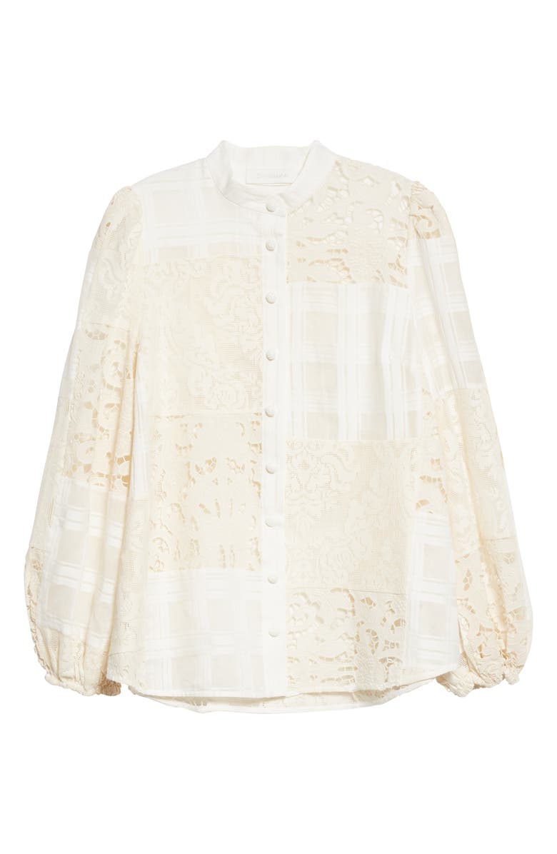 Zimmermann Andie Patchwork Cotton Blend Blouse, Alternate, color, 