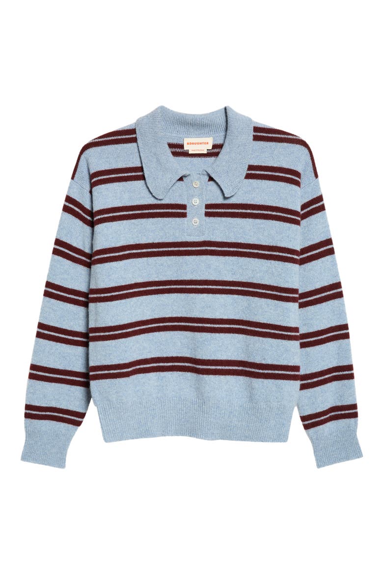 Edie Striped Wool Polo Sweater, Alternate, color, VINTAGE WITH PORT