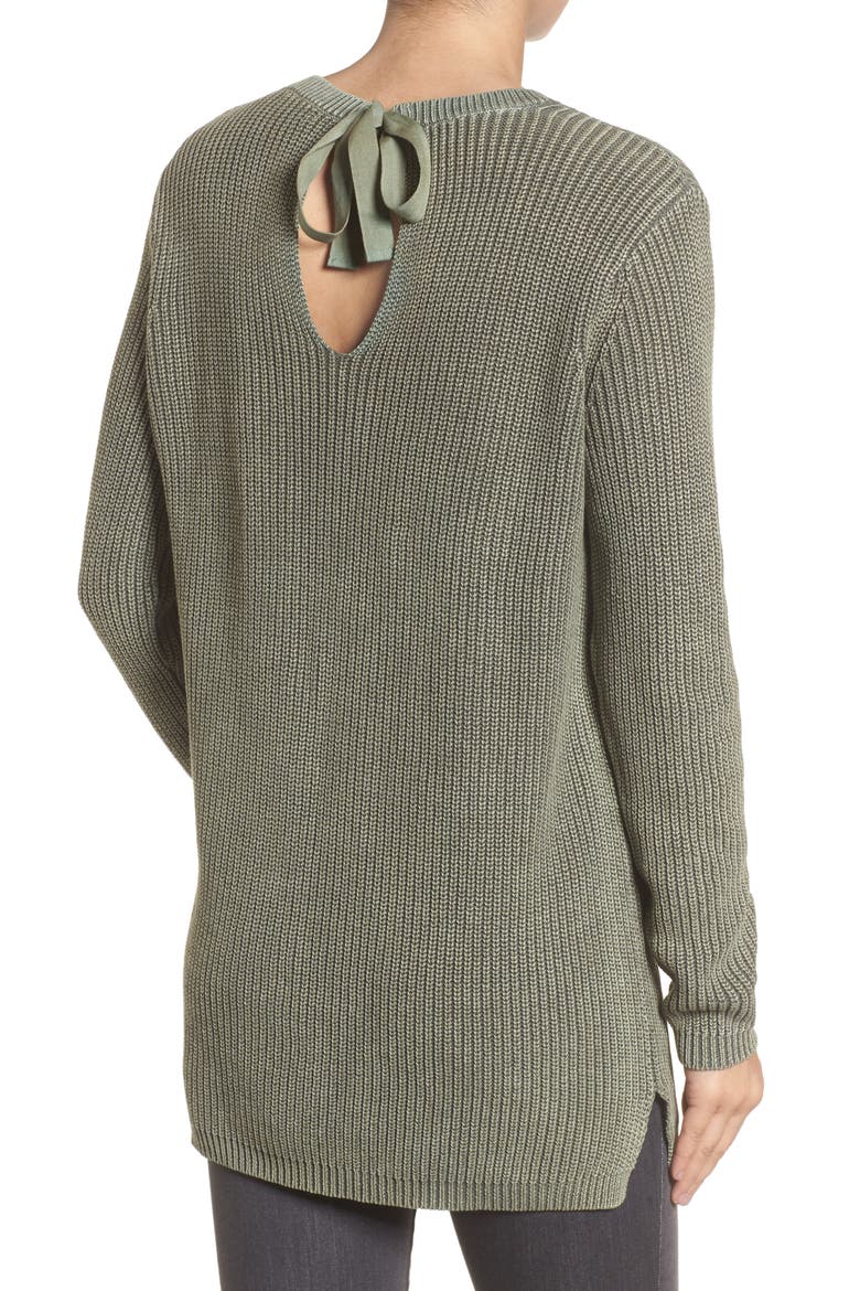 Tie Back Tunic Sweater, Alternate, color, OLIVE GROVE