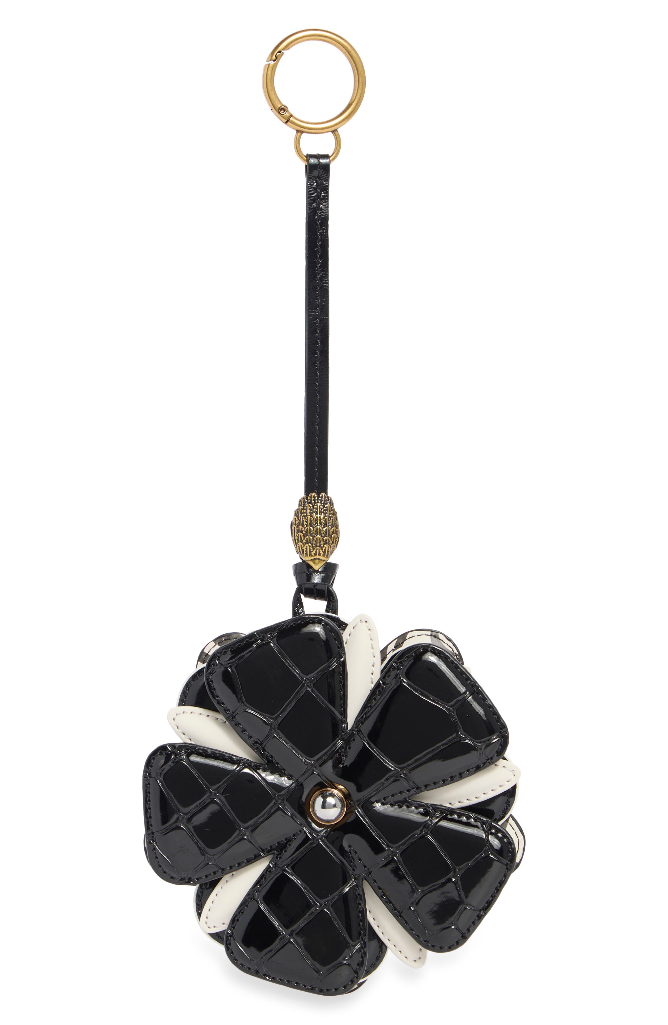 Flower Bag Charm, Alternate, color, BLACK/ WHITE