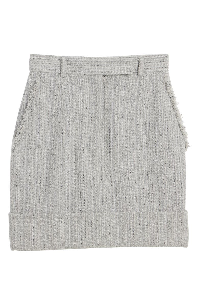 Thom Browne High Waist Fray Edge Tweed Skirt, Alternate, color, Medium Grey