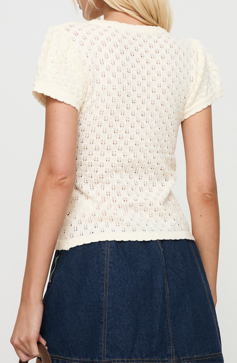 Princess Polly Mari Tie Front Pointelle Top, Alternate, color, Cream