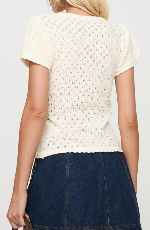 Princess Polly Mari Tie Front Pointelle Top In White