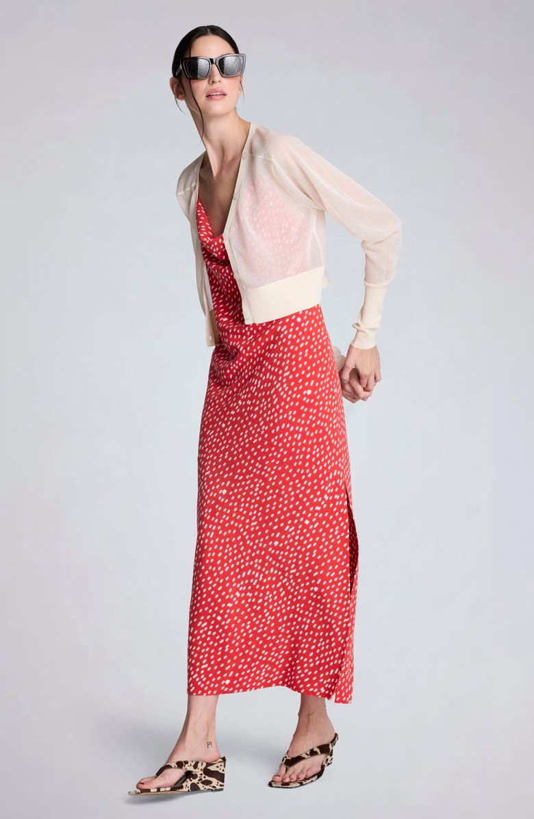 Kenneth Cole Crop Sheer Saddle Shoulder Cardigan, Alternate, color, Oyster