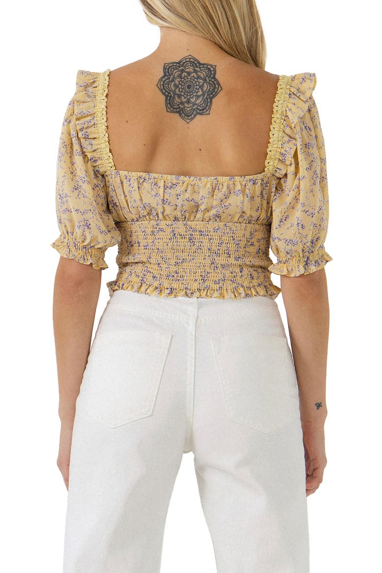Floral Lace Smocked Top, Alternate, color, YELLOW MULTI