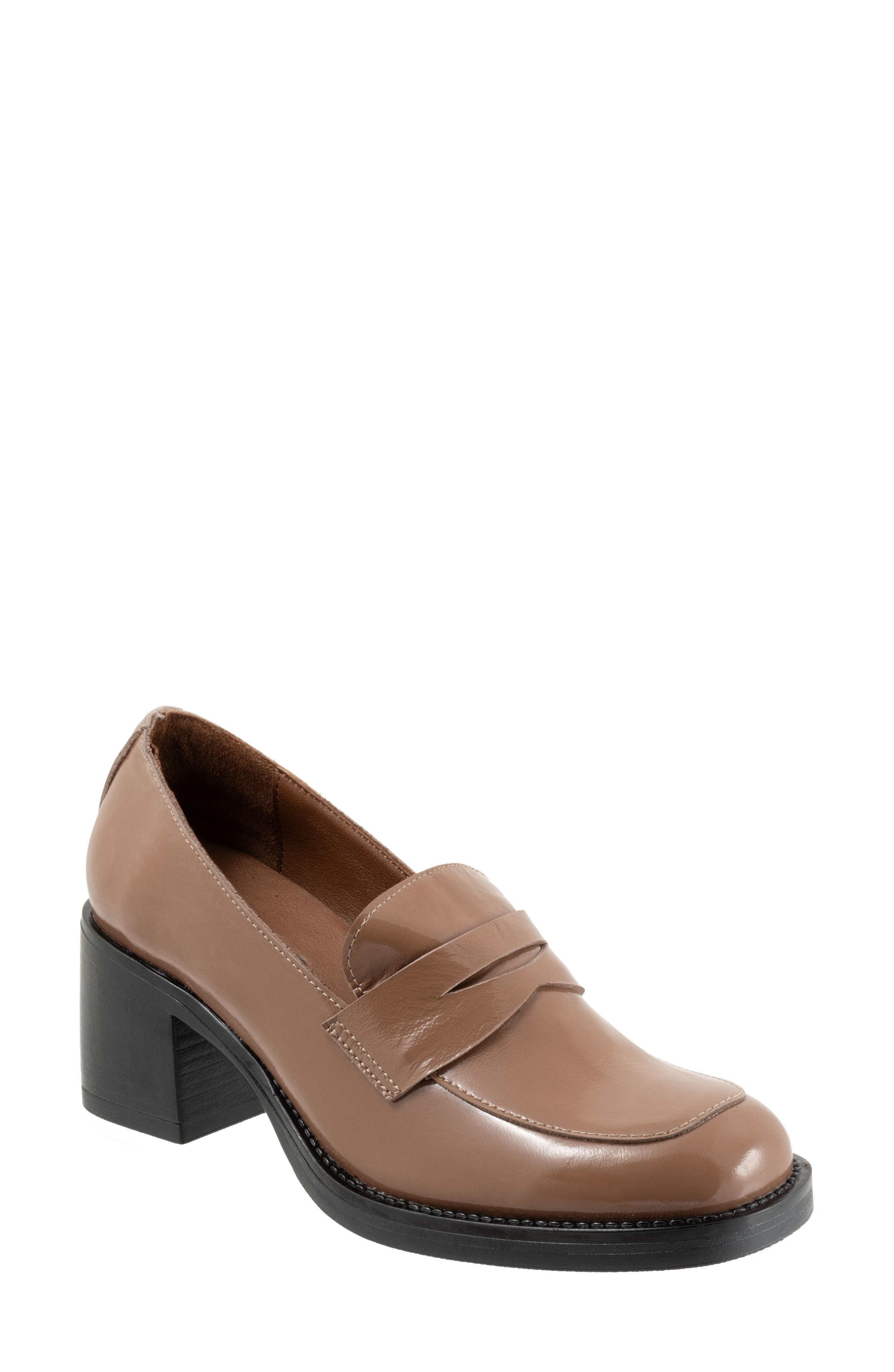 Bueno Ruth Penny Loafer Pump, Main, color, Taupe Patent