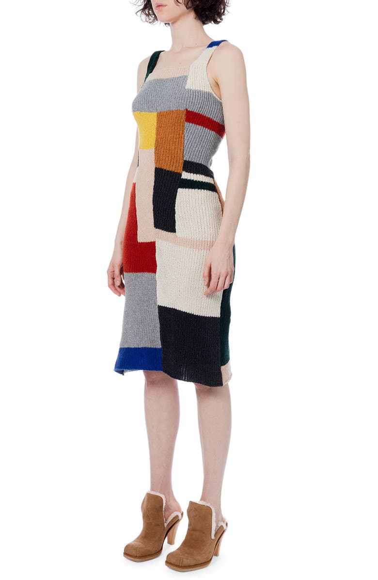 Eckhaus Latta Brickwork Colorblock Merino Wool Blend Sweater Dress, Alternate, color, Multi