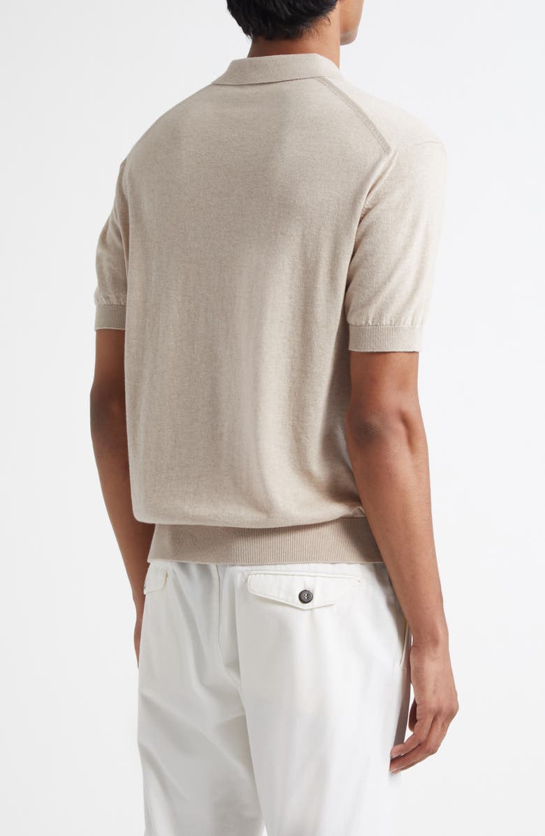 Eleventy Short Sleeve Cotton & Cashmere Polo Sweater, Alternate, color,