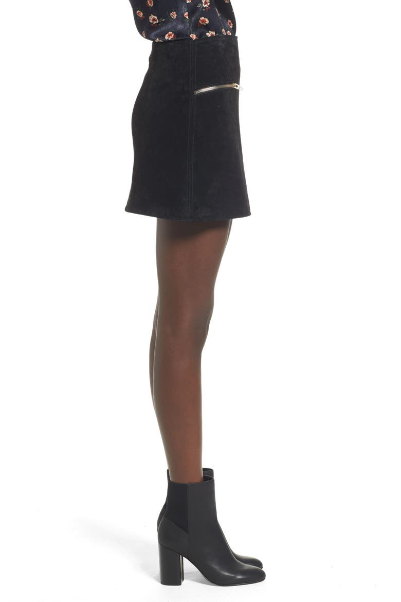 Suede Miniskirt, Alternate, color, ONYX