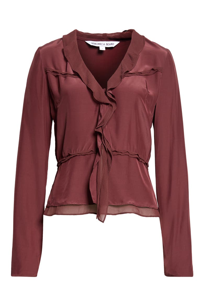 Loralynn Ruffle Blouse, Alternate, color, BURGUNDY