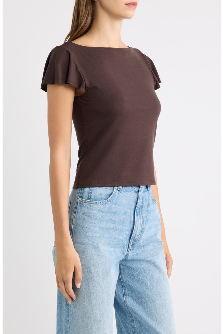 Jensen Flutter Sleeve Boat Neck Top, Alternate, color, MOLE