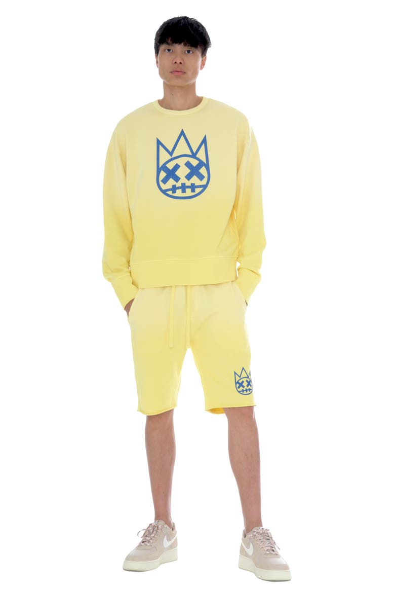 Shimuchan Flocked Logo Graphic Sweatshirt, Alternate, color, VINTAGE YELLOW