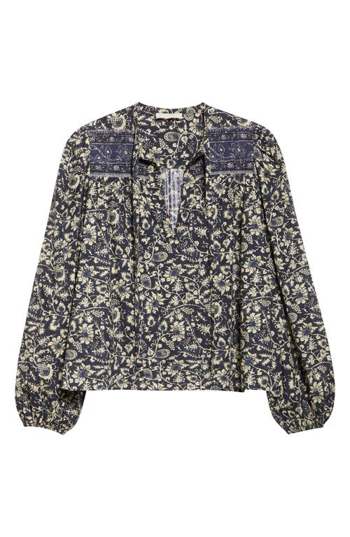 Ulla Johnson Tillie Floral Tie Neck Top In Raven