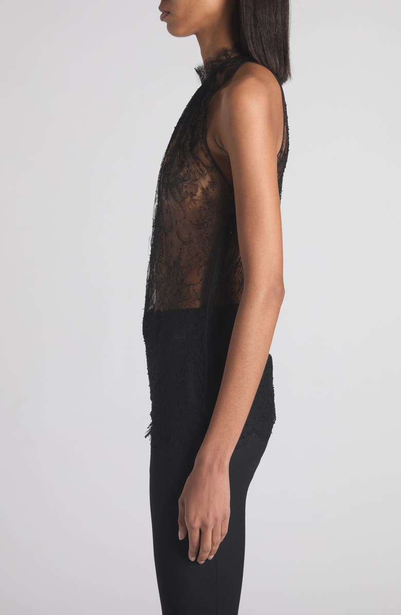 McQueen Sleeveless Sheer Floral Lace Top, Alternate, color, Black