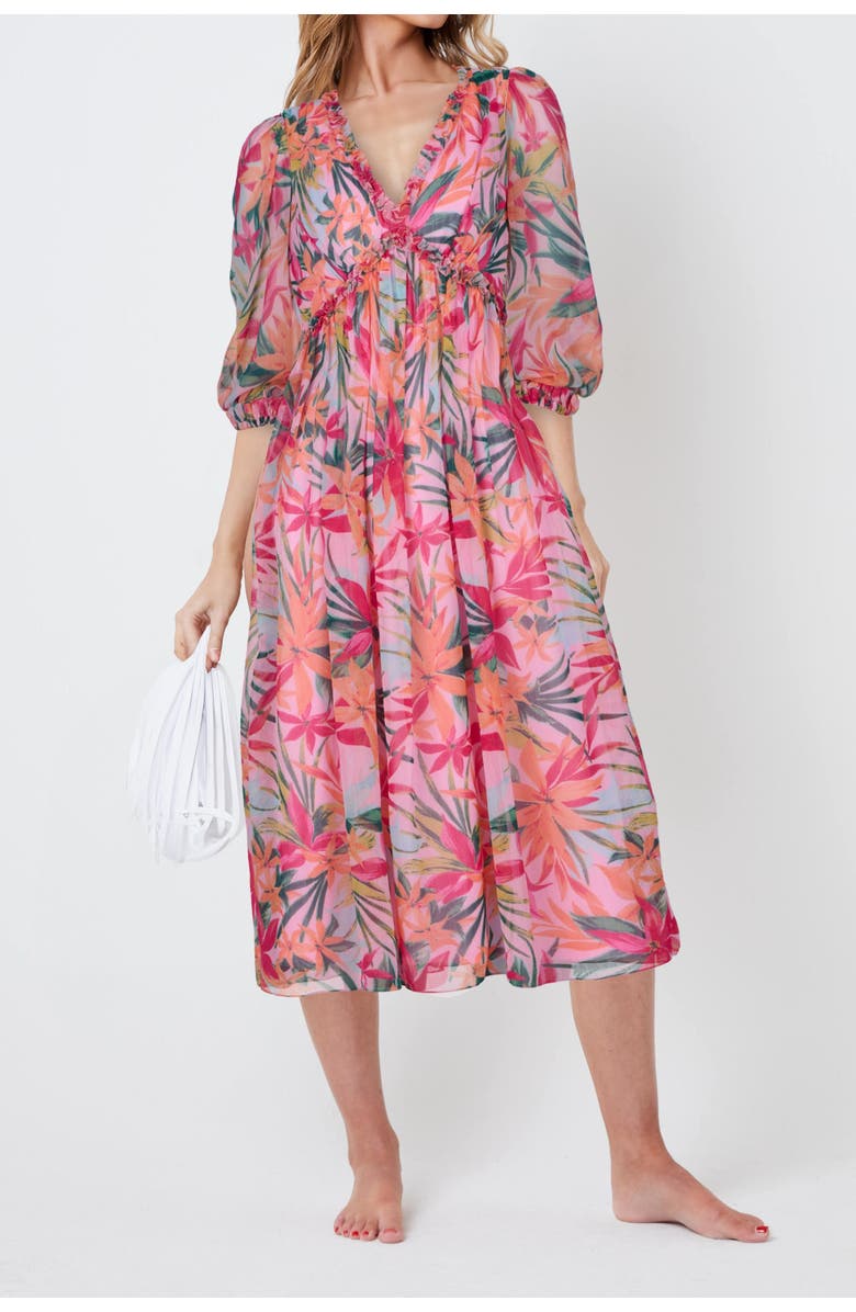 CREEA the Label Floral Print Empire Waist Midi Dress, Main, color,