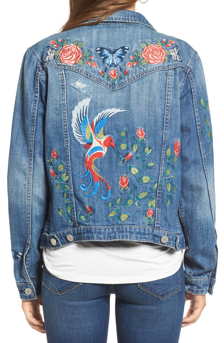 BLANKNYC Embroidered Denim Jacket, Alternate, color,