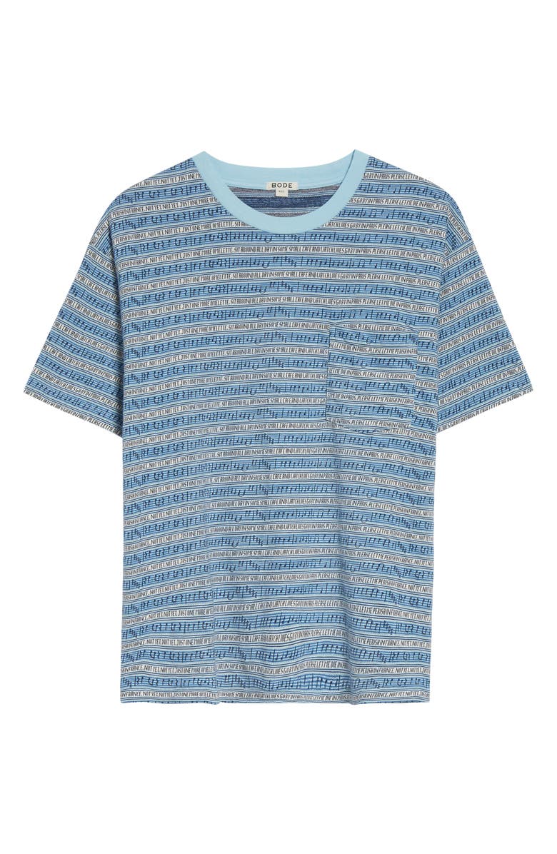 Bode Lyric Stripe Pocket T-Shirt, Alternate, color, Blue Multi