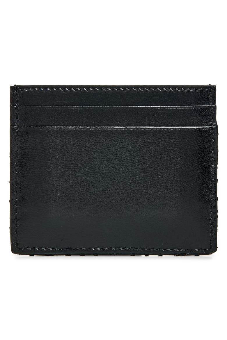 Flutterby Quilted Leather Card Case, Alternate, color, BLACK