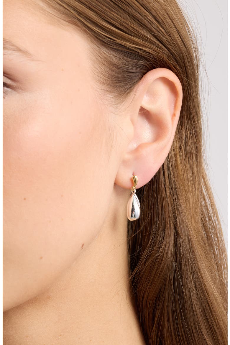 Mixed Metal Teardrop Drop Earrings, Alternate, color, 14K GOLD- SILVER PLATED