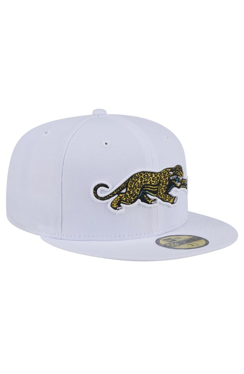 New Era Men's New Era  White Jacksonville Jaguars Throwback Crawl Omaha 59FIFTY Fitted Hat, Alternate, color, 