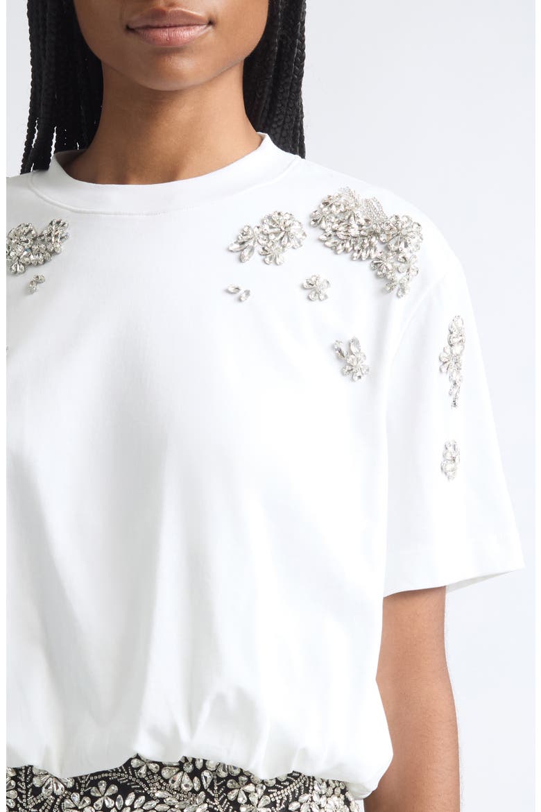 Davini Crystal Ivy Bubble Hem Top, Alternate, color, WHITE