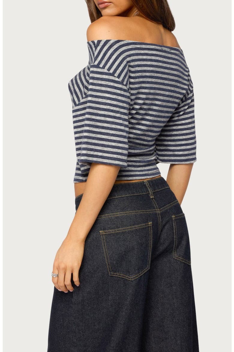 Jadan Striped Off Shoulder Top, Alternate, color, GRAY
