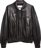 Jil Sander Boxy Sheepskin Leather Zip Blouson Jacket