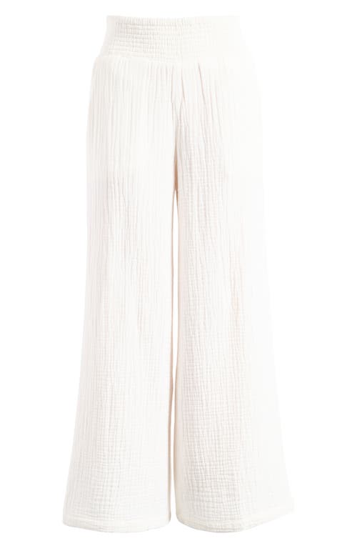 Shop Billabong New Waves Smock Waist Cotton Gauze Pants In Salt Crystal